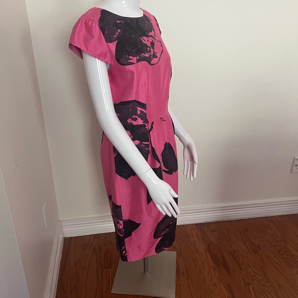 Chetta B Pink and Black Sheath Dress with Flutter Cap Sleeves